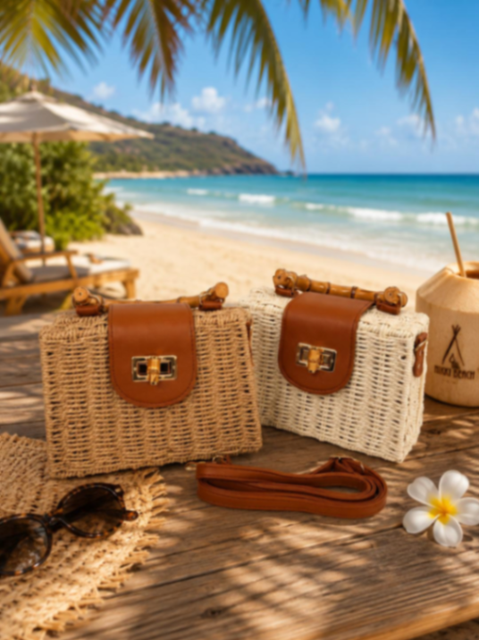 CARTERAS EN PAJA CUADRADRAS BEIGE/KHAKI