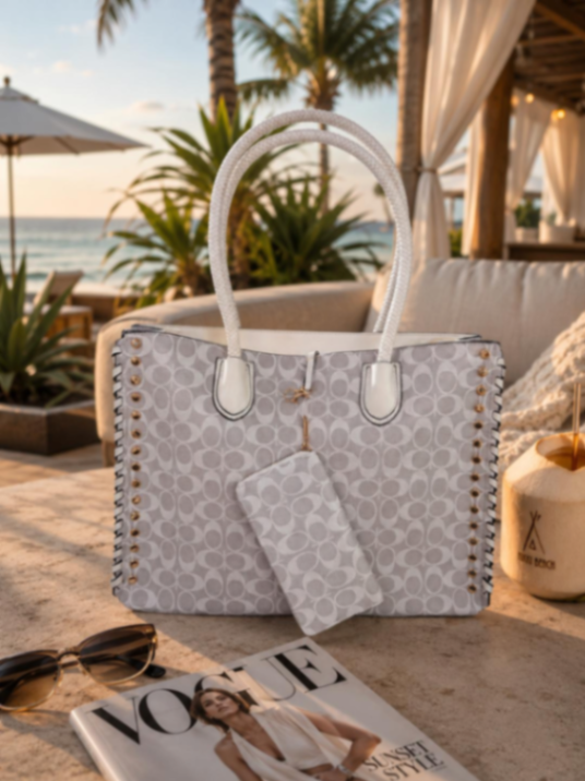 CARTERA BLANCA GRANDE CON WALLET ESTILO C