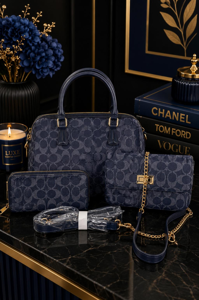 CARTERA ESTILO C AZUL 3PCS