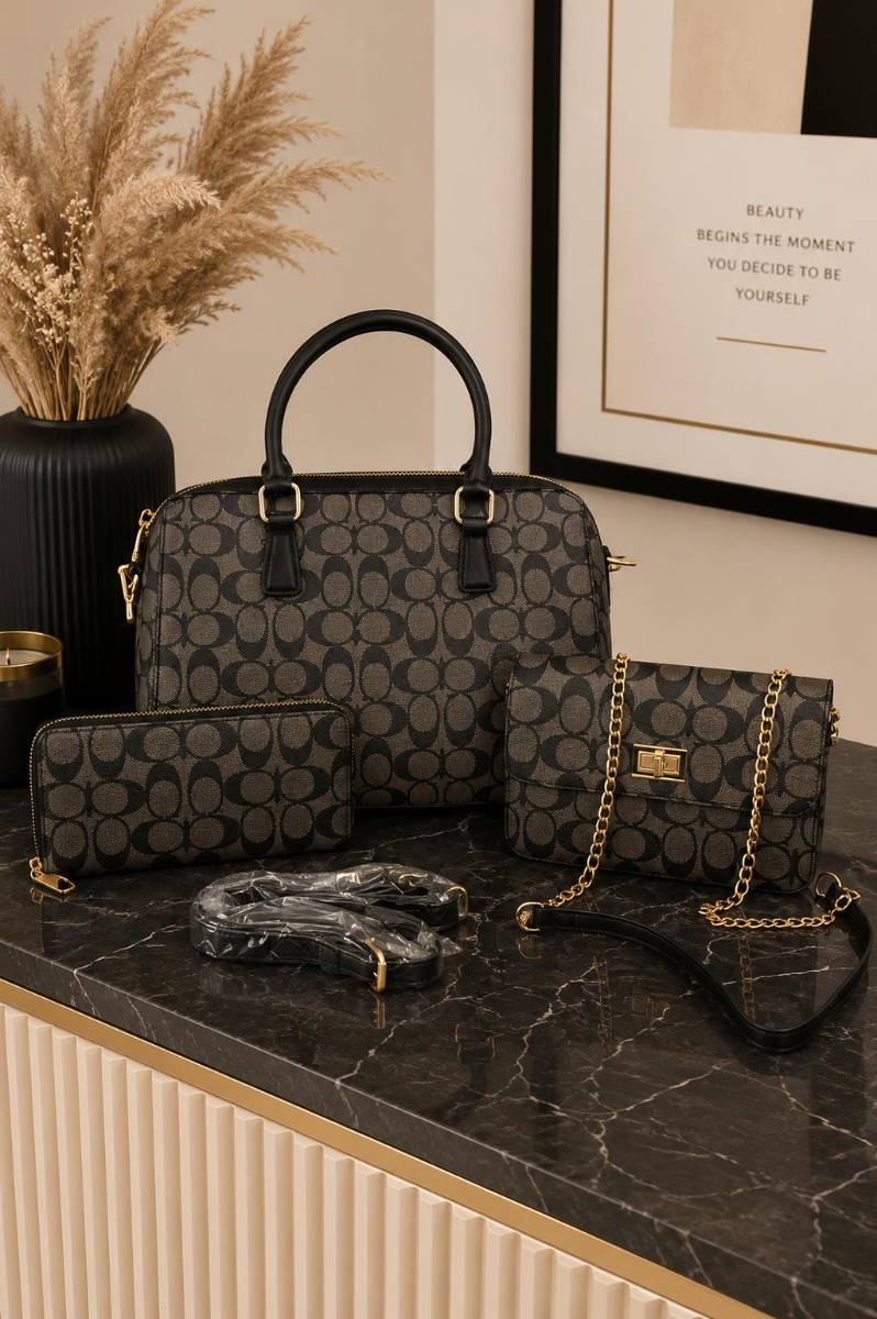 CARTERA ESTILO C NEGRA 3PCS