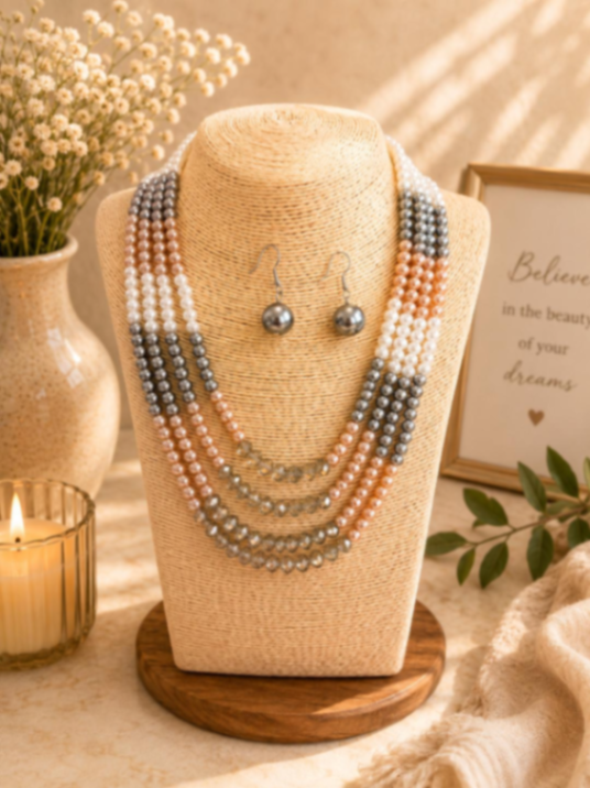 COLLAR PERLAS GRIS/BLANCO/TAUPE