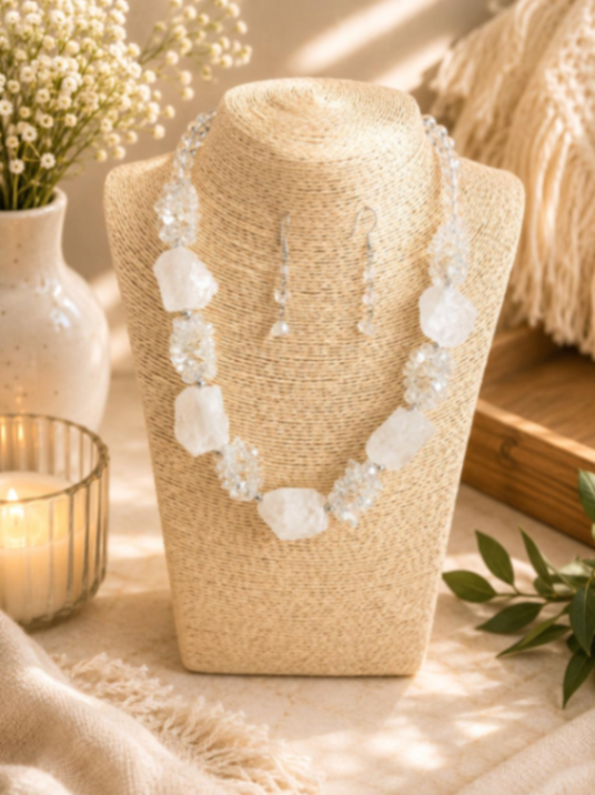 COLLAR PIEDRAS BLANCAS TRANSPARENTE
