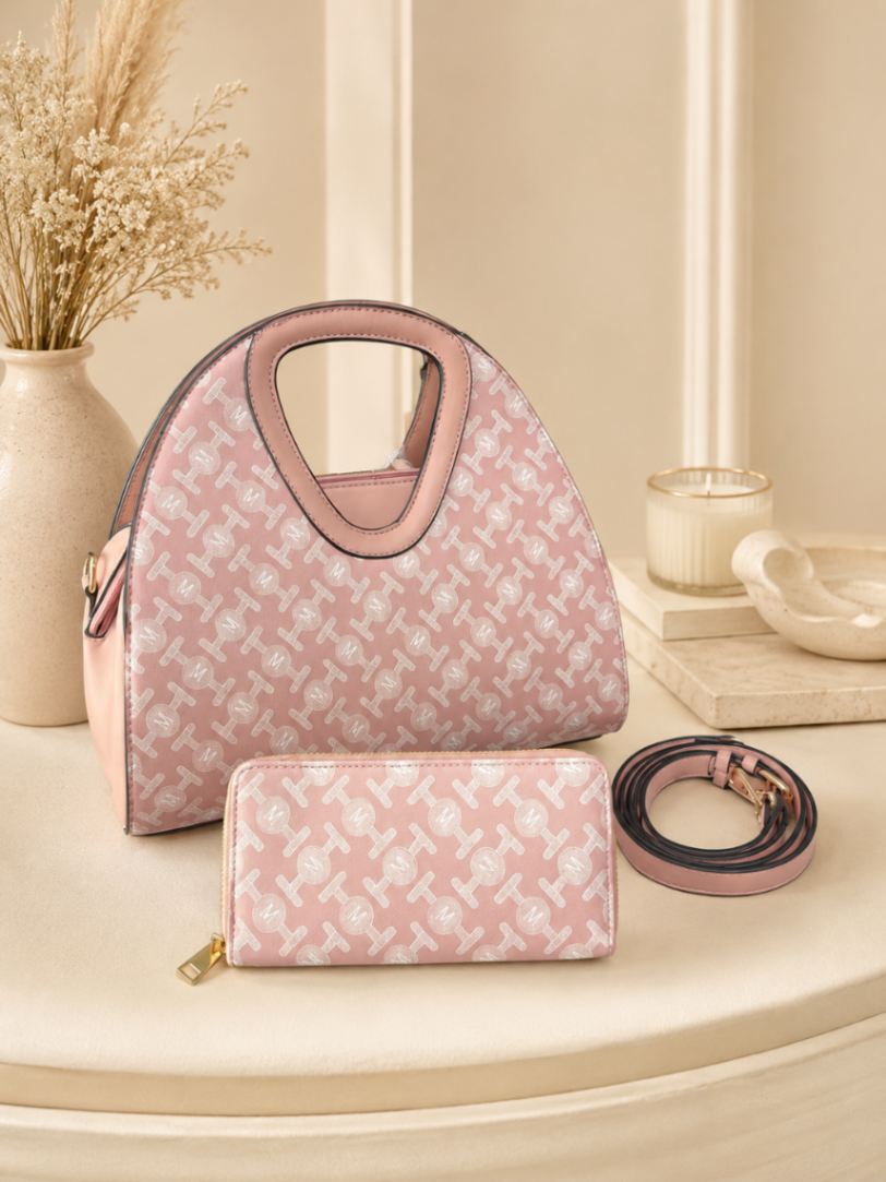 CARTERA ROSADA CON MANGO REDONDO