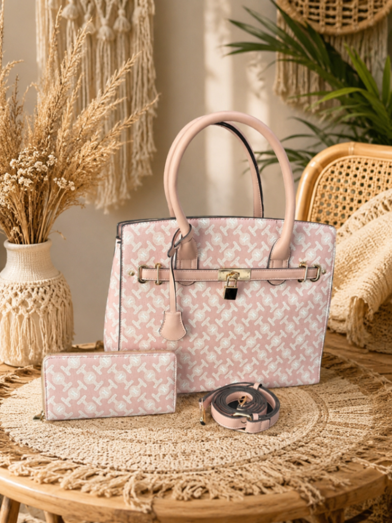 CARTERA CUADRADA ROSA CON WALLET
