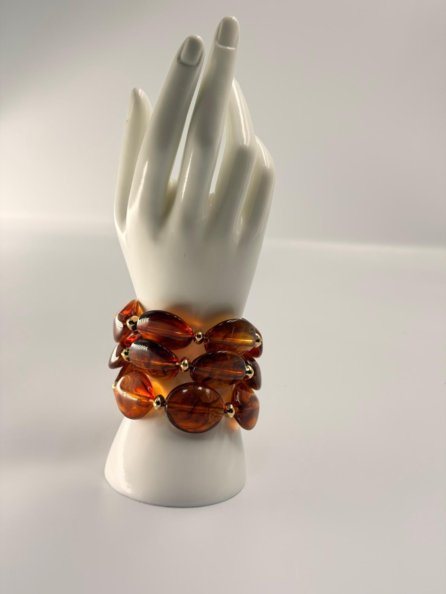 PULSERAS MARRON CLEAR CON DORADO