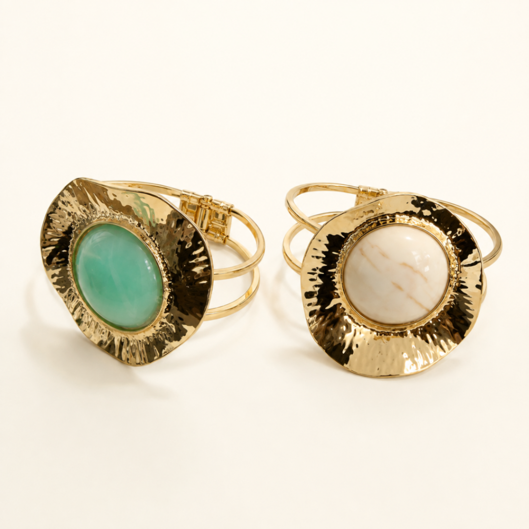 BANGLE CON PIEDRA EN MEDIO BLANCA Y/O VERDE MENTA
