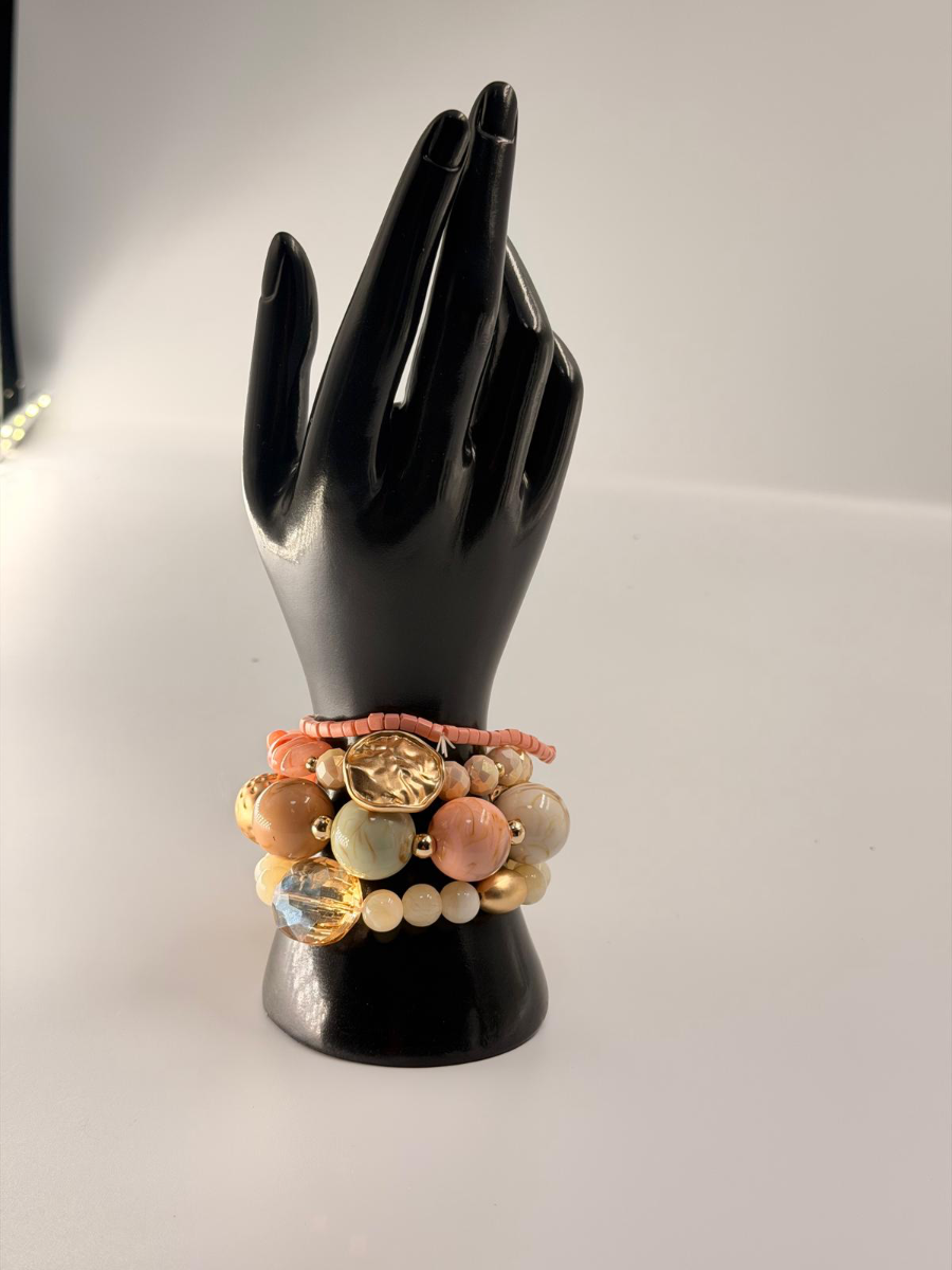 PULSERA DORADA/ROSA CLARO/VERDE MENTA/CREMA