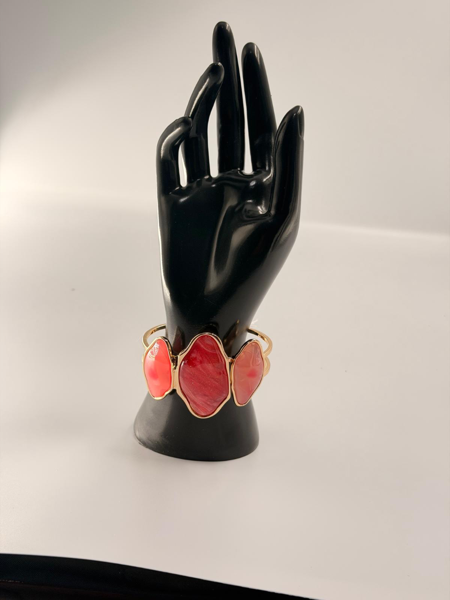 PULSERA 3 STONES COLOR CORAL