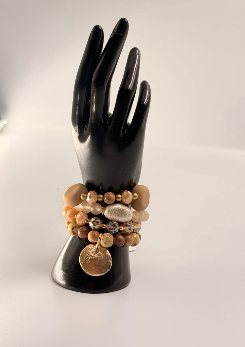 PULSERAS MARRON/CREMA/BEIGE
