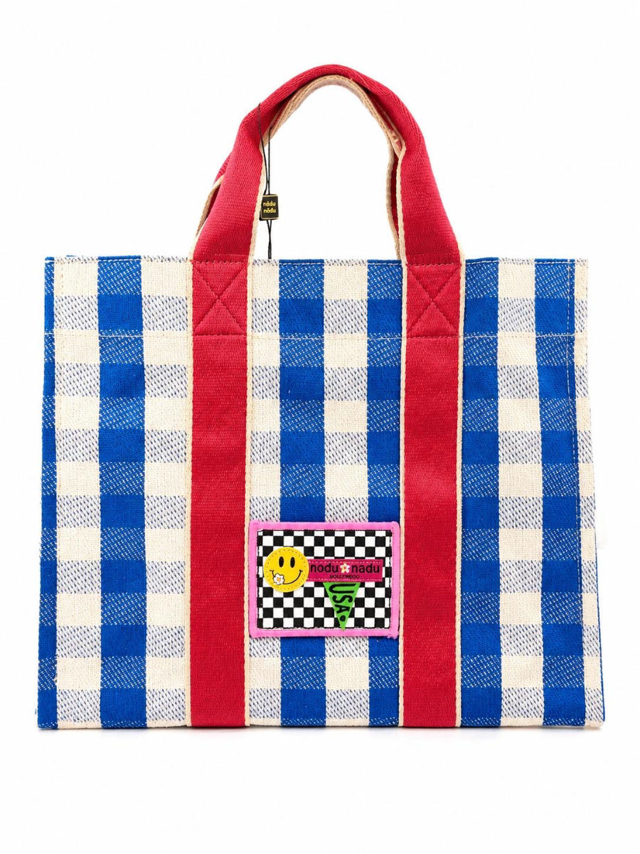 CARTERA NODU NADU CUADRITOS AZUL.ROJA
