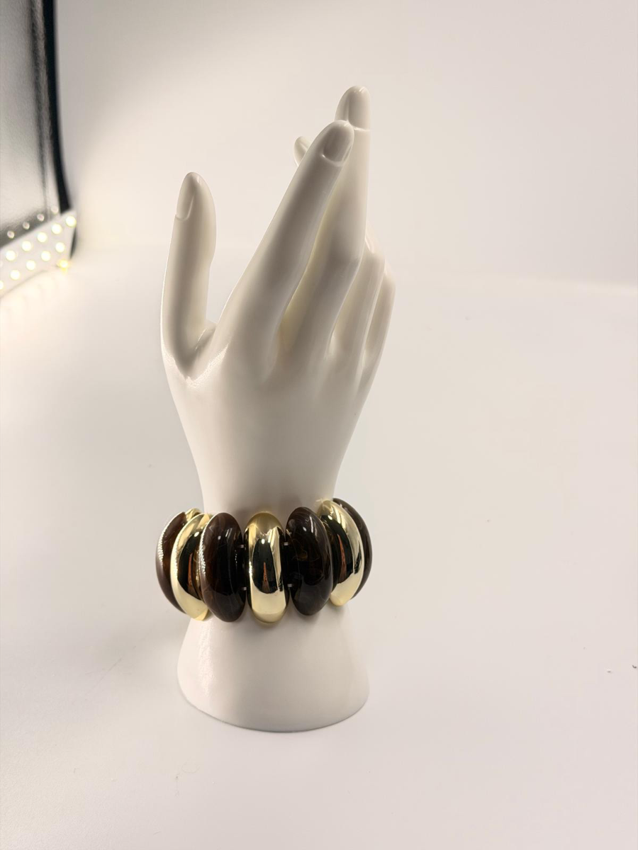 PULSERA OVALO DORADO/MARRON