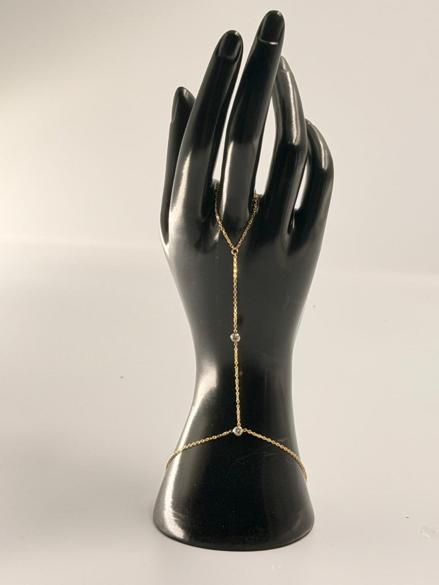 PULSERA HAND CHAIN 2 DOTS DIAMONDS