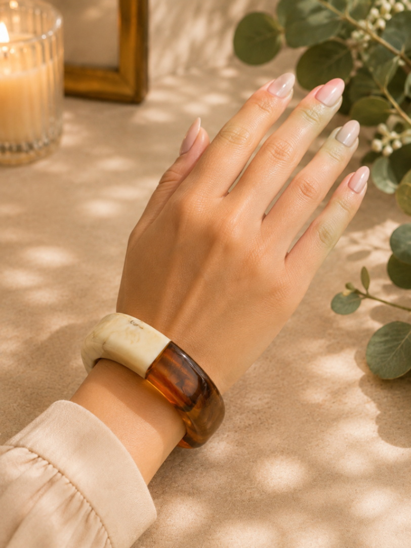 BANGLE 2 TONOS BEIGE/DORADO